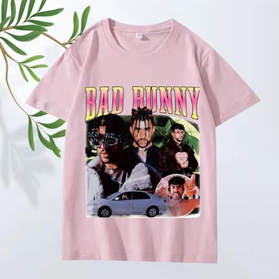 Классическая футболка Bad Bunny 2025 новая мужская женская Оверсайз 100% уличная одежда с коротким рукавом Летний принт графика Унисекс топы