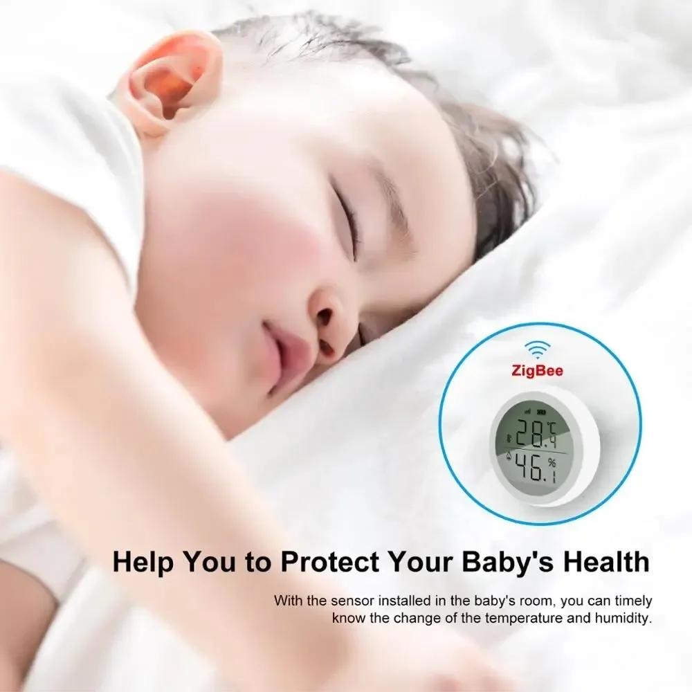 Умный термометр ZigBee – Датчик температуры и влажности в помещении с ЖК-дисплеем, управлением через приложение и голосом (Алекса/Google Home)