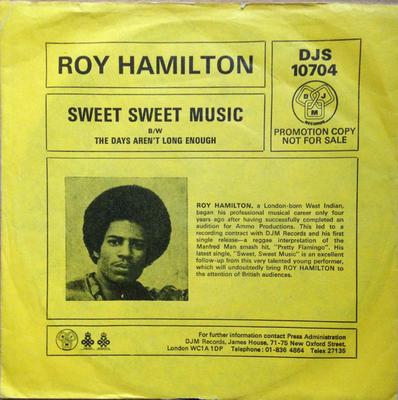 7-дюймовая пластинка РОЙ ХАМИЛЬТОН - Сладкая сладкая музыка DJS10704 DJM Records 1976 Великобритания Регги, Ска и Даб Б/У