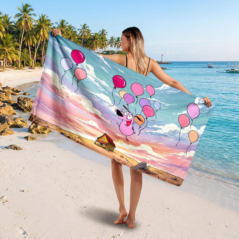 Large Beach TowelCourage the Cowardly Dog Soft Absorbent Towel Beach Bath Home Use