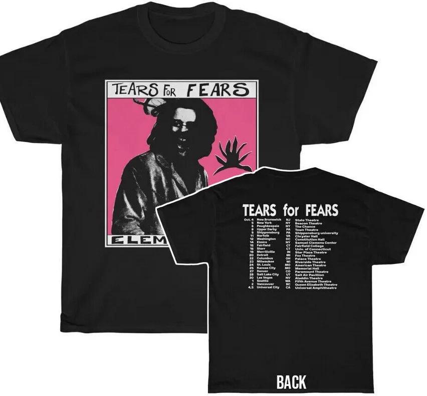 100% хлопок ТОПЫ УНИСЕКС ФУТБОЛКИ МУЖСКИЕ ЖЕНСКИЕ Tears For Fears Elemental Tour Двусторонняя черная футболка Мужчины Женщины классика