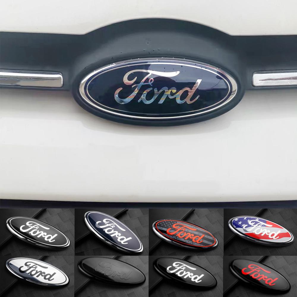 Car Rear Trunk Front Grill Sticker For Ford Grille Emblem Logo Hood Badge Focus Kuga MK7 MAX Fiesta Ranger Mondeo Mustang Escape