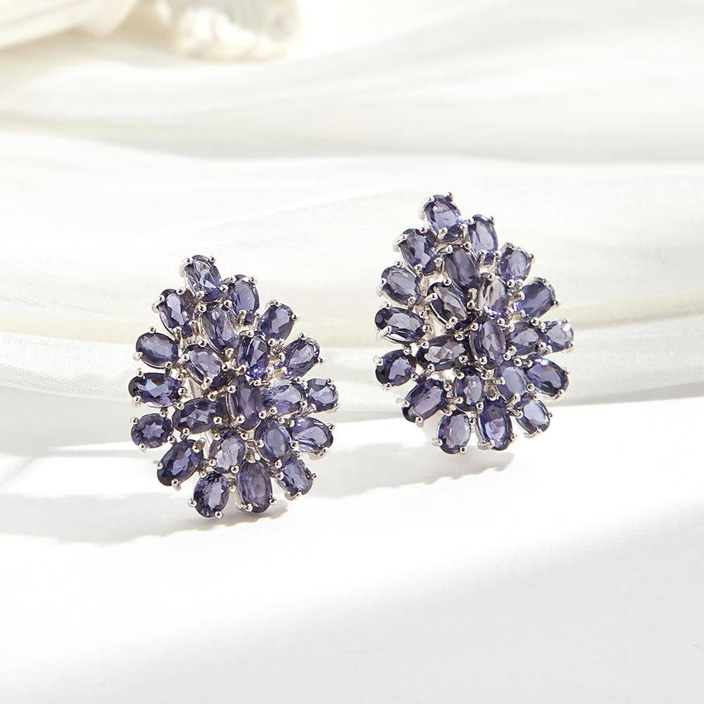 Благородные натуральные овальные лолиты женские Большие серьги 925 стерлинговое серебро Великолепные изящные украшения для подарков на день рождения и годовщину