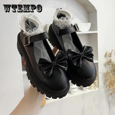 Кожаные туфли в стиле Лолиты, женские милые туфли для сестер, универсальные кожаные туфли с японским бантом, элегантные женские кожаные туфли в стиле ретро