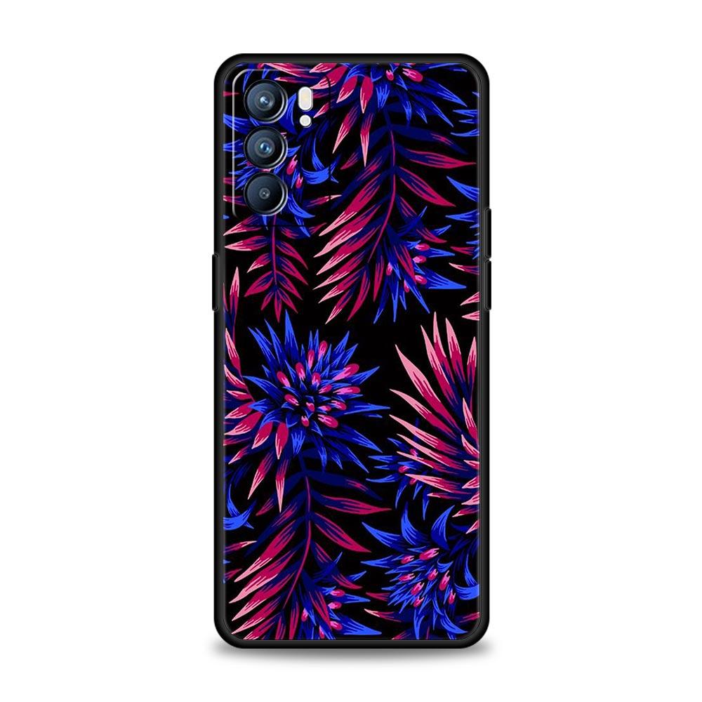 Винтажный чехол с цветком из банановых листьев для Oppo Reno8 Reno7 Reno6 Pro A54 5G Find X6 X5 A53 A52 A9 A15 A95 A17 A16 A76 A74 A57