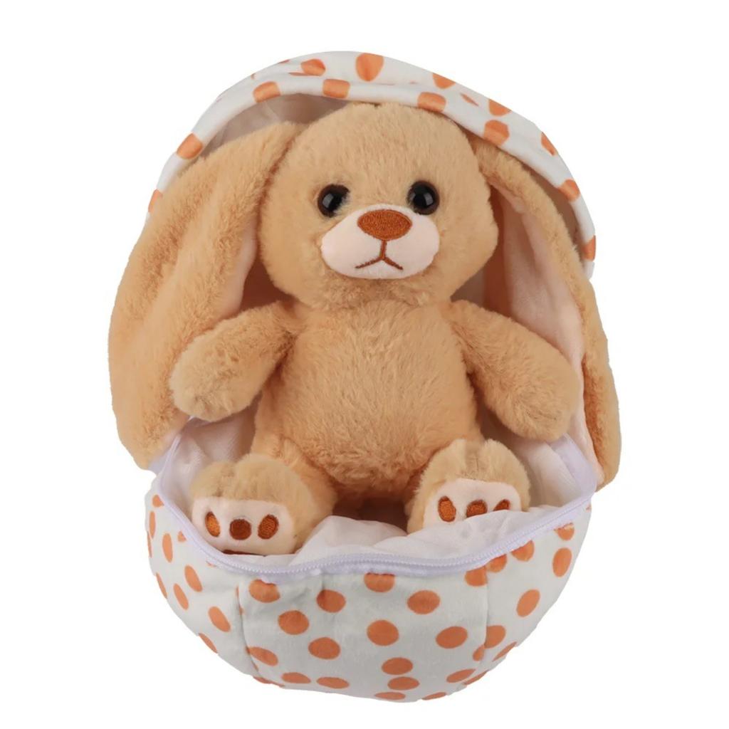 Egg-Shaped Animal Den Plush Toys - Raccoon, Salamander, Floppy Eared & Yellow Quacker Stuffed Dolls