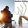 6/12/24Pcs Luminous Live Shrimp Fixing Hook Heavy Duty Metal Barbed Fishhook Freshwater Saltwater Catfish Bass Fishing Hook Fishing Accessories