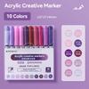 Acrylic Paint Markers 10 Pcs Brush Tip Acrylic Paint Pens Set 12 Professional Color Series for Rock Painting DIY & Art Supplies