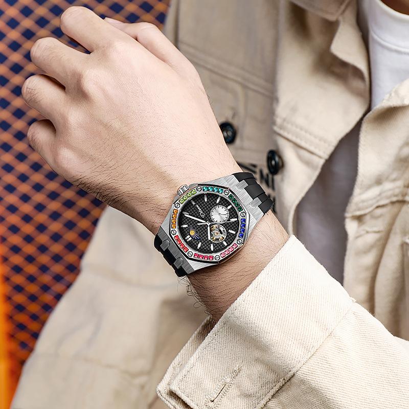 Fashion New Luxury Mechanical Watches Rainbow Drill Hollow Design Fully Automatic Mechanical Automatic Watch