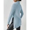 Women's High Neck Autumn and Winter Open Slim Bottoming Striped Medium-length Jumper