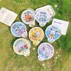 Portable Cartoon Folding Fan Kawaii Creative Foldable Fan Cool Summer Hand Fan Flying Disk Pocket Cloth Fan Gifts For Kids