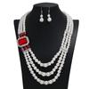 Diamond Collarbone Pearl Necklace Jewelry Set, Fashionable Temperament Versatile White Pearl Necklace Women