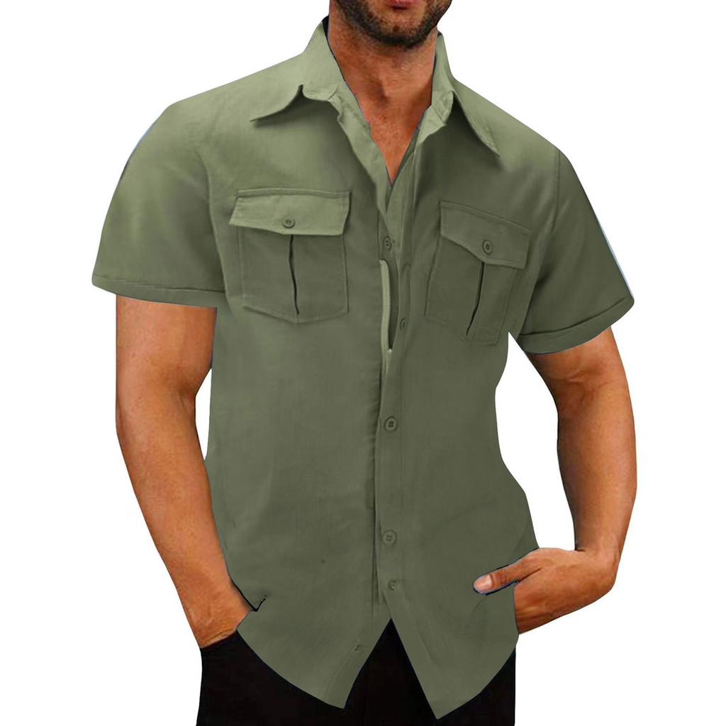 Мужская повседневная блузка, хлопково-льняная рубашка, свободные топы, футболка с короткими рукавами, летние осенние красивые мужские рубашки