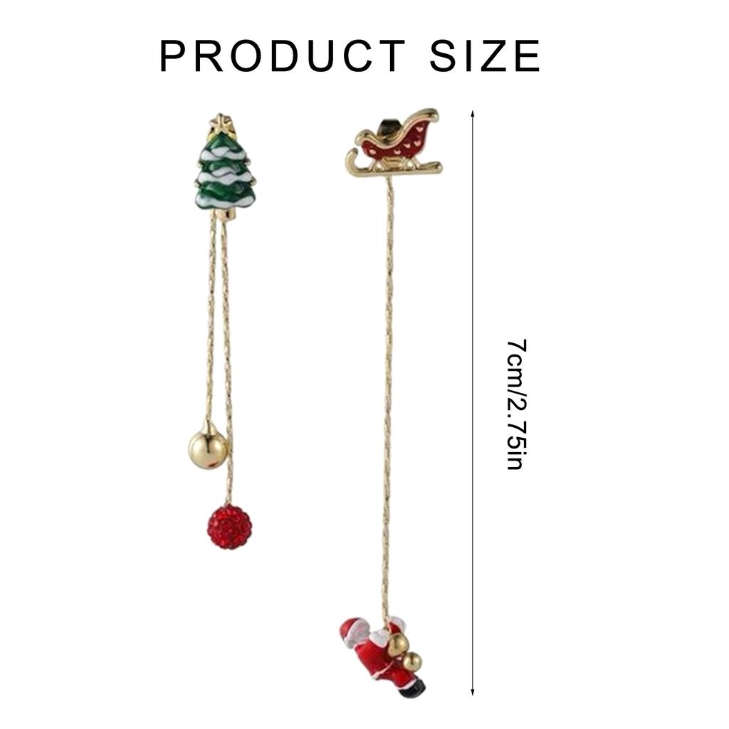 Christmas Themed Earrings Asymmetric Long Tassels Drop Earrings Ear Accessories for Holiday Parties and Gatherings