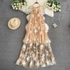 Summer Women 3D Flower Embroidery Mesh Long Maxi Chic Boho Beach Holiday Dresses