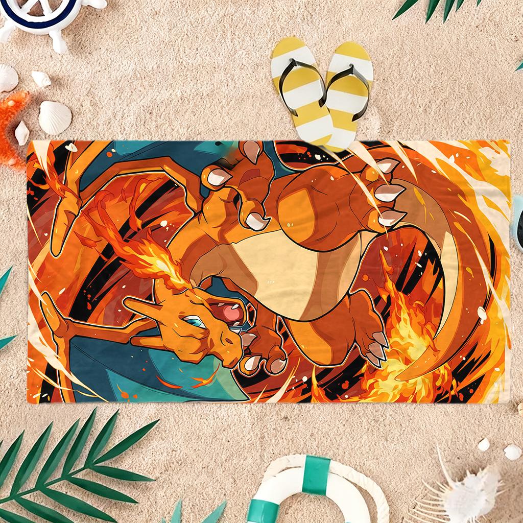 P-Pokémon Charizard Beach Towel Quick-drying Small To Large Suitable for Beach Pool Yoga Gym Home Cute Gift for Friend Family