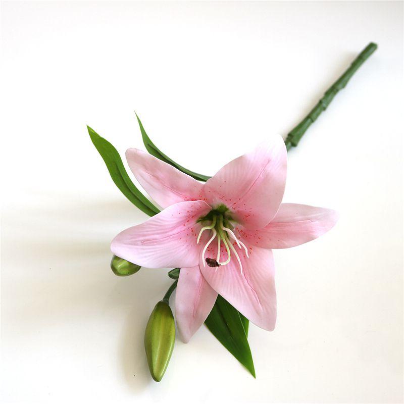 Brightly Colored Realistic 38cm Artificial Lily Millet Flower Bridal Bouquet