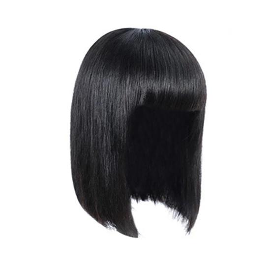 Women Short Straight Wig with Bangs Natural Silky Heat Resistant High Temperature Fiber Ladies Bobo Blonde Black Synthetic Hair