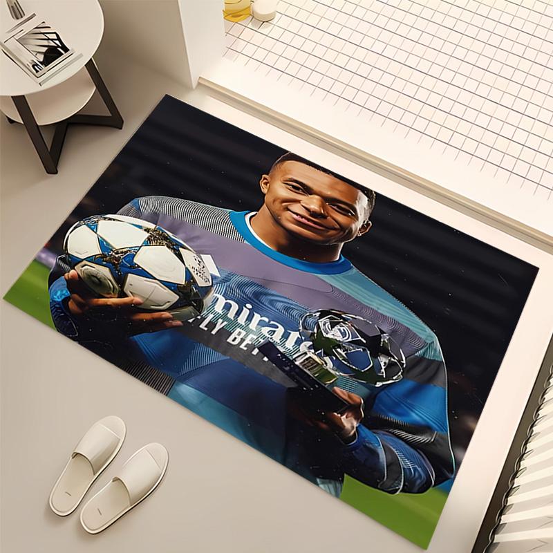 1pc Kylian Mbappé Print Area Rug - Soft, Washable Non-Slip Indoor Mat, Living Room, Home Office Decorative Rug,Office Decorative