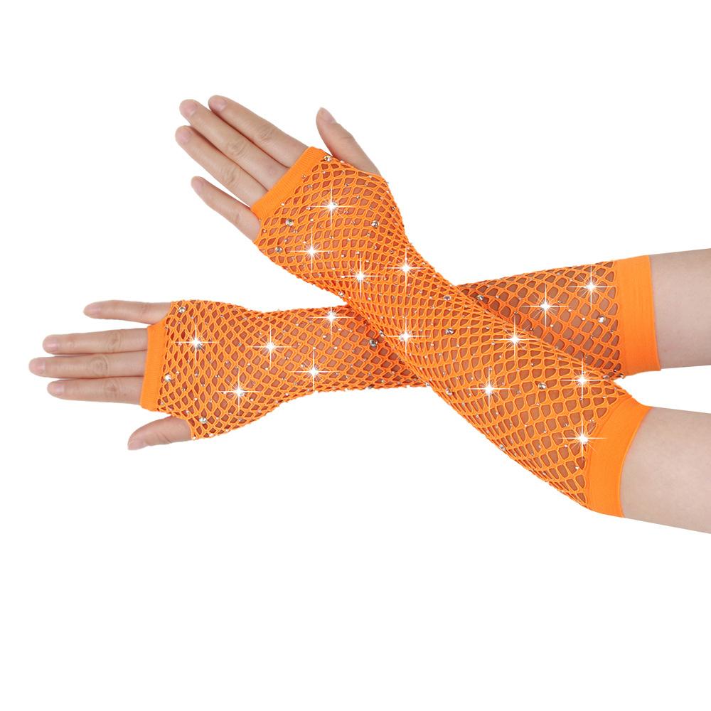 Перчатки с бриллиантами для вечеринок, рыболовная сеть, эластичные сетчатые перчатки, ретро-ночной клуб, сексуальные, горячие, длинные перчатки с бриллиантами
