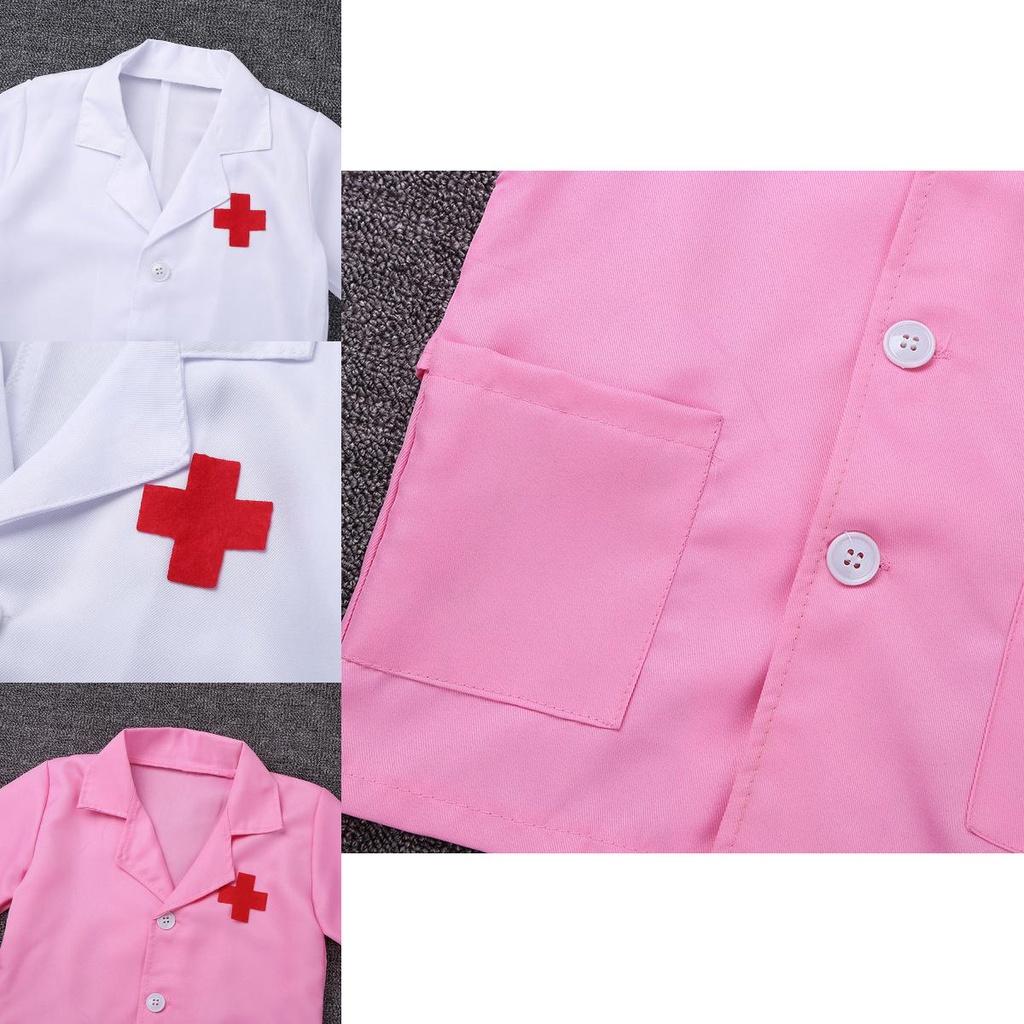 Premium Doctor Coat Fancy Dress Up Costume For Kids With Long Sleeves And Red Cross Pattern