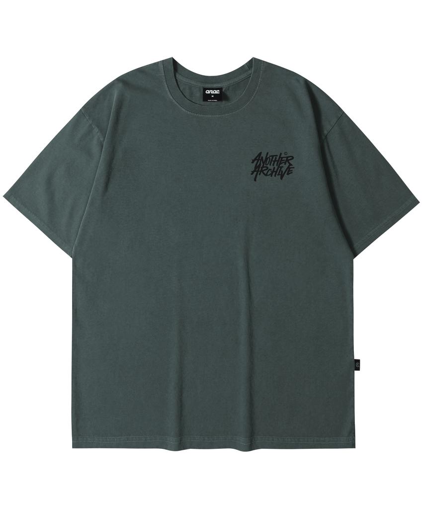 ANOTHER ARCHIVE Pigment Graffiti Logo Short Sleeve T-Shirt_Khaki