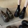 Thick-soled Heightening One-pedal Loafers Children's 2025 Spring New Versatile Leather Women's Shoes British Style Small Leather Shoes
