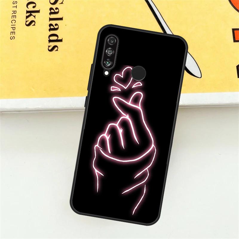 Чехол Kpop Сердце пальцами для Huawei Nova 12i 7i 8i 11i Y73 Y72 Y61 Y91 Y90 Y70 Y60 9 10 SE 11 Pro P30 P40 Lite