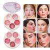 Палитра румян 5 цветов Глаза Щеки Губы 3 в 1 Лицо Перламутровые румяна Крем-хайлайтер Контурная пудра Матовые тени для век Запеченная пудра