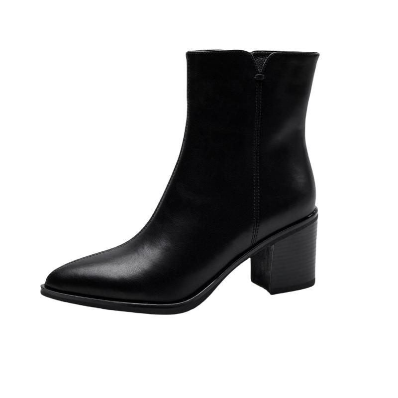 Fashion 2024 Autumn Women Boots Pointed Toe Chunky Heel Shoes for Women Concise Zipper Ankle Boots Chelsea Western Boots High Heels