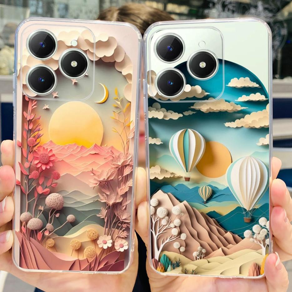For Realme C61 Case RMX3939 Cute Panda Cartoon Painted Cover Soft Slim Phone Case For Realme C63 C 61 RealmeC61 RealmeC63 Bumper