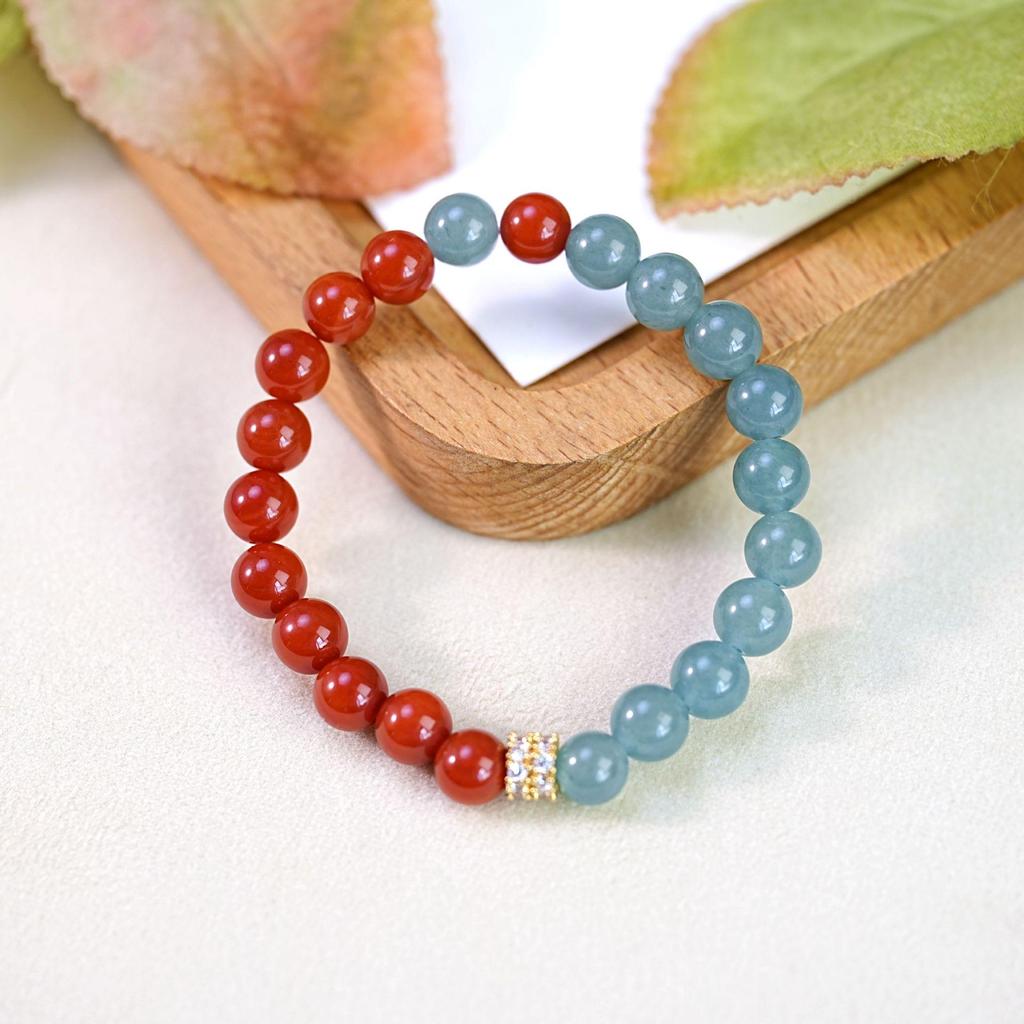 Элегантный женский браслет из бусин из голубого водного нефрита – Высококачественные украшения из агата