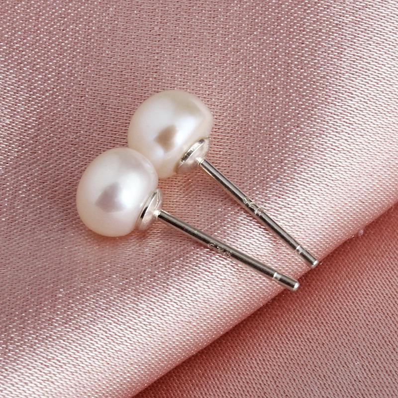 Серьги-пусеты из стерлингового серебра 925 пробы с пресноводным жемчугом - Модная бижутерия в корейском стиле для Рождества
