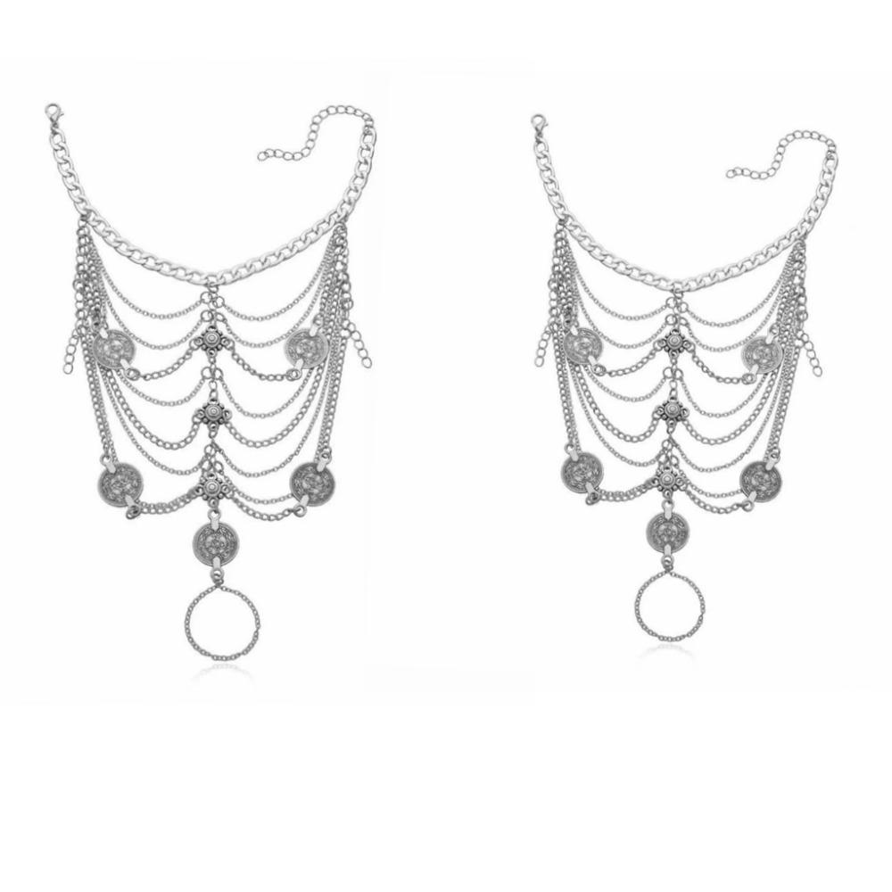 2 pcs Tassel Tassel Ankle Chain Light Luxury Foot Chain Charm Anklet with Pendant Gifts