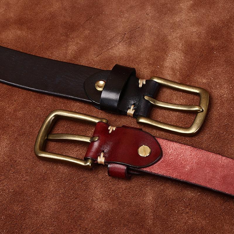 Ремень мужской винтажный матовый вымытый старый утолщенный первый слой коровьей кожи с латунной пряжкой повседневный джинсовый ремень мужской