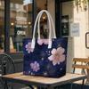 Purple Floral Print Casual Tote Bag Fashion Large Capacity Daily Commute Handbag