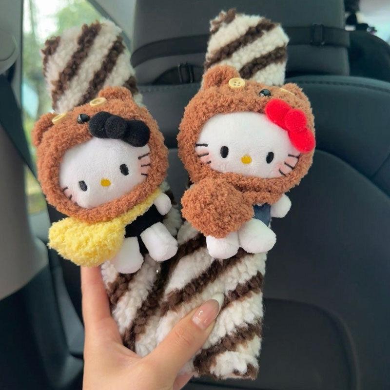 Sanrio Hello Kitty Car Seat Belt Shoulder Cover Decompression Comfort Car Accessories Safety Belt Protective Cover