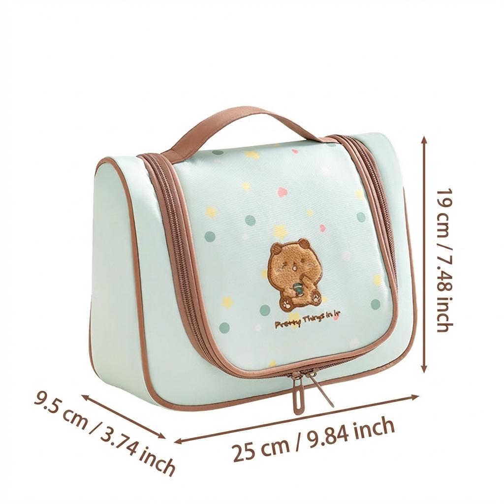 Travel Toiletry Bag Hanging Storage Embroidery Design Portable Cosmetic Bag Waterproof Polyester