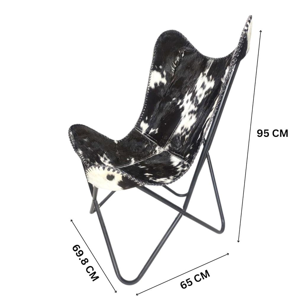 Стильное расслабляющее кресло-бабочка Hair On Leather, складное черное и белое кресло для дома, гостиной, спальни, офисного кожаного кресла