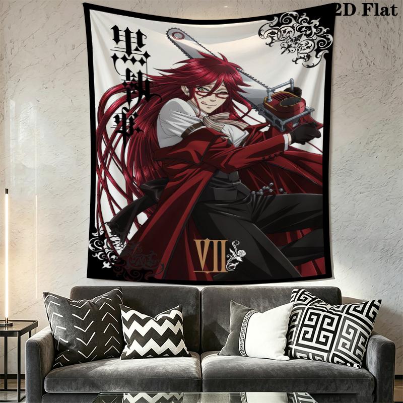 Death God Butler Wall Tapestry Aesthetic Wall Hanging Printed Fabric Blanket Decorative Tapestries for Bedroom Living Room Home Decor