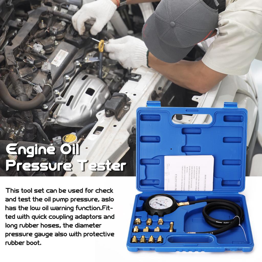 VT01052 12pcs Engine Oil Pressure Tester Diagnostic Testing Tool Cylinder Gauge Compression Gauge