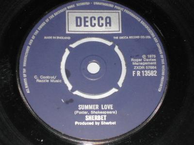 7-дюймовая пластинка SHERBET - Летняя любовь FR13582 Decca 1975 Великобритания Рок Б/У