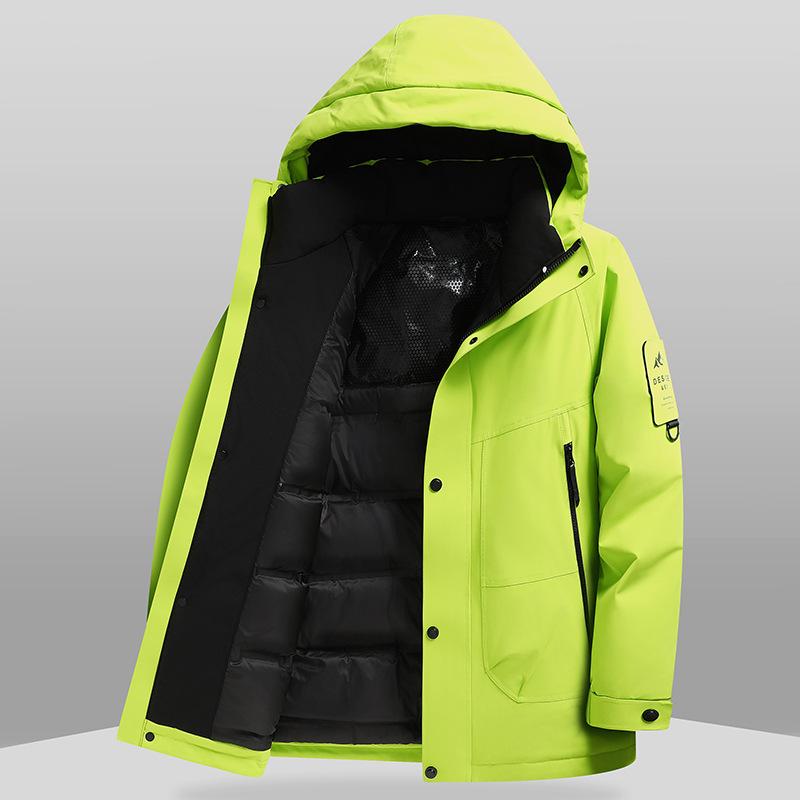 Осень и зима Новый национальный стандарт с капюшоном утиный пух теплая уличная утолщенная пуховая молодежная холодная куртка