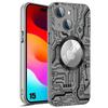 Case for iPhone 15 with Magnetic Circle and Glass Camera Protection, Semi-Transparent Black Hard Case with Electric Circuit Pattern