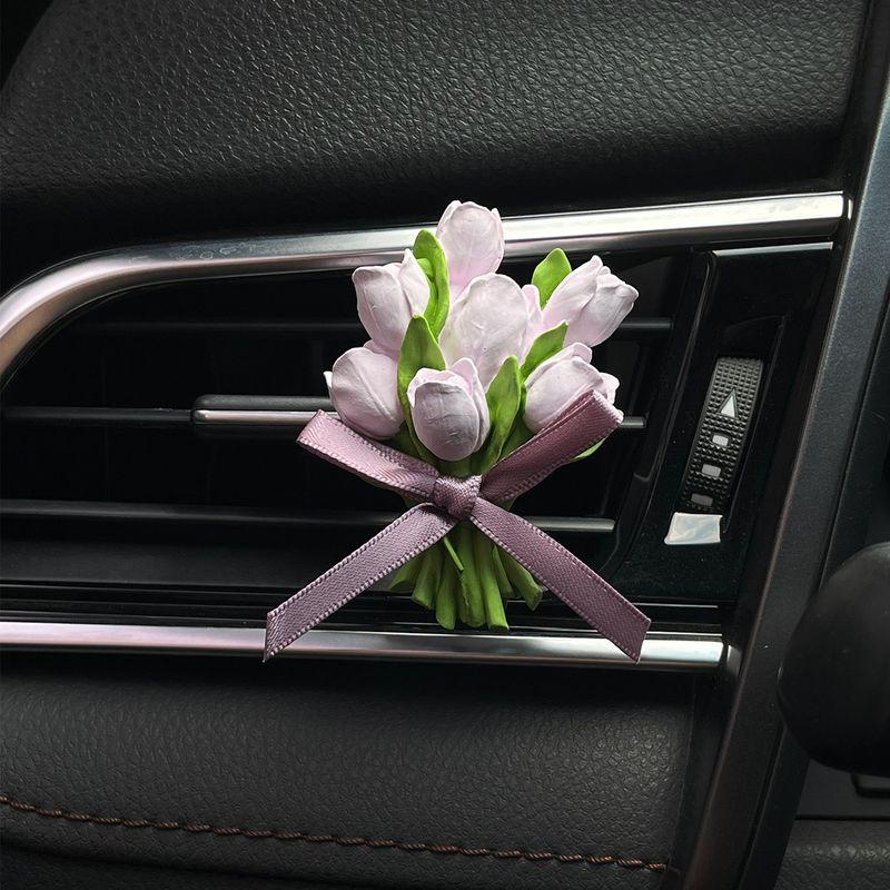 Niche Tulip Car Fragrance Diffuser Stone Flower High-End Light Fragrance Car Air Vent Decoration Ornament