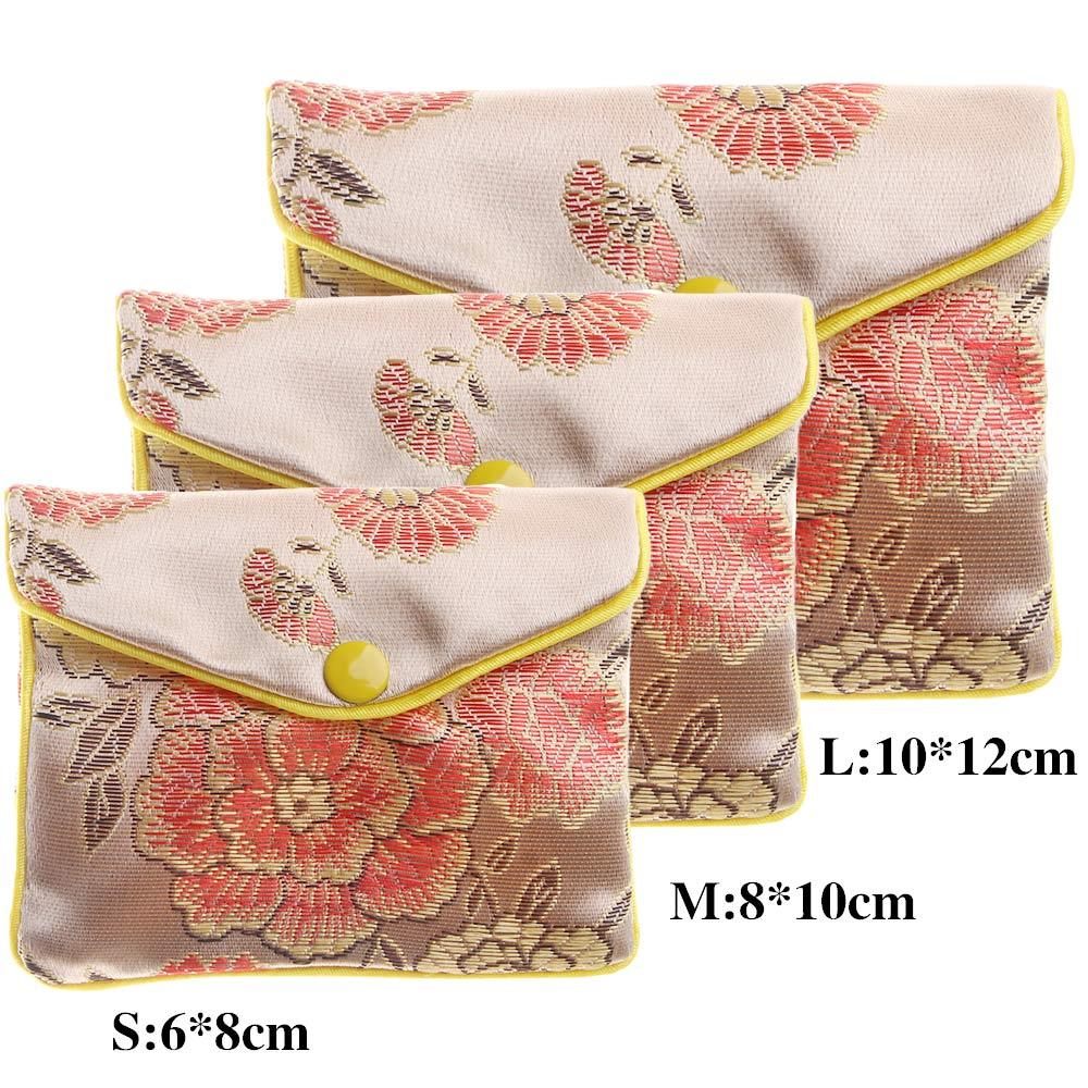 Container Zipper Snap Buckle Chinese Floral Handmade Jewelery Storage Handbags Jewelery Bag Wallet