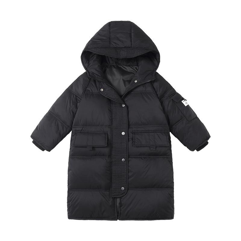 Mid-length Down Jacket for Children School Uniform Over Knee Thick Down Jacket