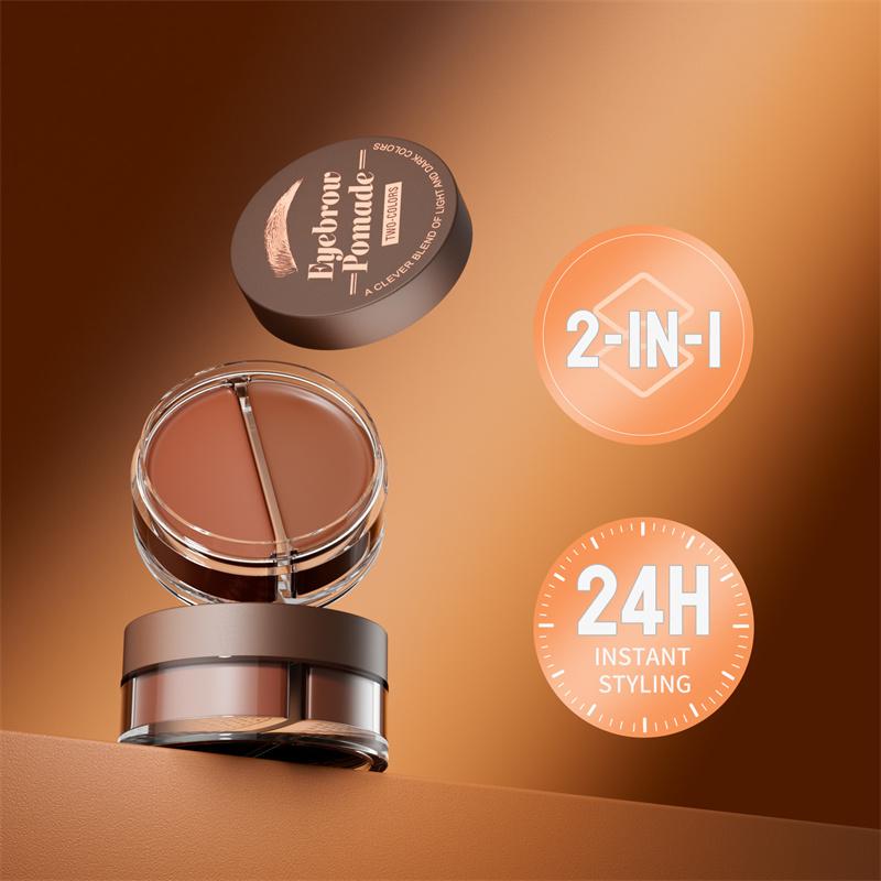Two-tone Waterproof Natural Mud Brow Paste Eyebrow Gel Bushy Wild Brows for Perfect Eyebrow Shape with Eyebrow Brush Inside
