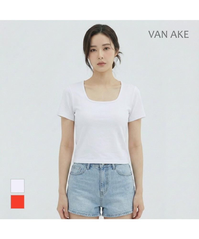 VANAKE Square Neck Short Sleeve T-Shirt_Vb36Tsm319Z