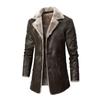 Men's Jacket Extended Leather Jacket Business Plush Lapel Suit Leather Plush Jacket Men's